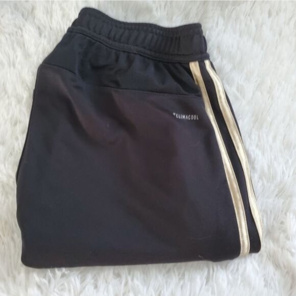 Adidas Men's Size Small Black and Gold 3 Stripe Jogger Pants - Picture 1 of 10